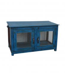 VINTAGE RECLAIMED TEAK & GLASS CABINET