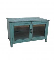 SOLID RECLAIMED TEAK & GLASS CABINET SIDEBOARD
