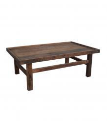 SOLID RECLAIMED WOOD W/ GLASS TOP TABLE 