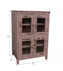 RECLAIMED TEAK & GLASS DISPLAY STORAGE CABINET