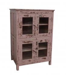 RECLAIMED TEAK & GLASS DISPLAY STORAGE CABINET