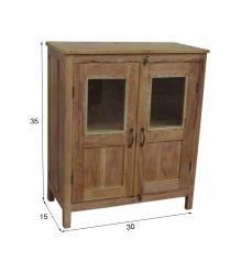 RECLAIMED TEAK & GLASS STORAGE DISPLAY CABINET