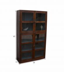 RECLAIMED TEAK WOOD & GLASS CABINET DISPLAY