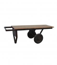 RECLAIMED & REPURPOSED IRON & WOOD COFFEE TABLE CART