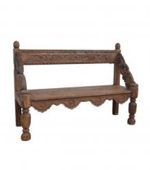 RECLAIMED CARVED TEAK WOOD BENCH