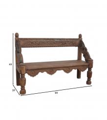 RECLAIMED CARVED TEAK WOOD BENCH
