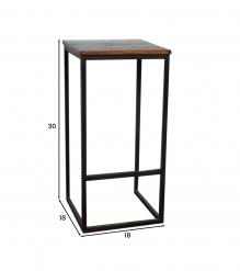 RECLAIMED WOOD AND IRON BAR STOOL