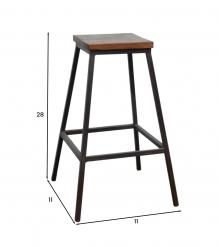 RECLAIMED WOOD AND IRON COUNTER STOOL