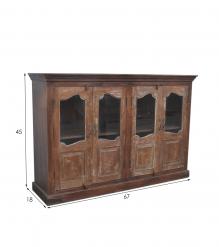 VINTAGE RECLAIMED TEAK & GLASS CABINET
