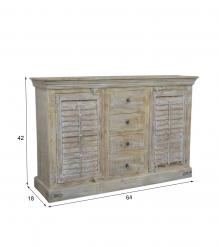 SOLID RECLAIMED TEAK WOOD SIDEBOARD SERVER CONSOLE WITH 2 DOORS & 4 DRAWERS