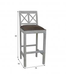 SOLID WOOD BAR STOOL W/ FULL HIDE LEATHER SEAT