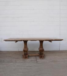SOLID WOOD PEDESTAL EXTENSION DINING TABLE