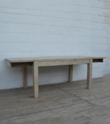 EXTENDABLE SOLID WOOD DINING TABLE W/ SELF-STORING EXTENSIONS