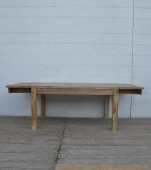 EXTENDABLE SOLID WOOD DINING TABLE W/ SELF-STORING EXTENSIONS