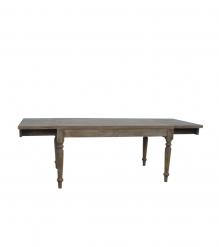 EXTENDABLE SOLID WOOD DINING TABLE W/ SELF-STORING EXTENSIONS