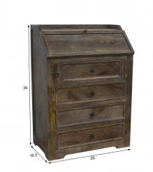 SOLID WOOD 4 DRAWER PULL DOWN FRONT WRITING DESK