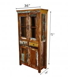 RECLAIMED TEAK WOOD & GLASS CABINET