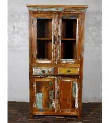 RECLAIMED TEAK WOOD & GLASS CABINET
