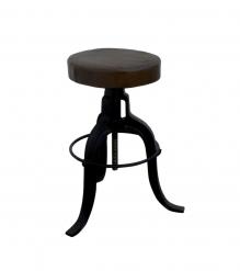 ADJUSTABLE HEIGHT IRON & LEATHER STOOL