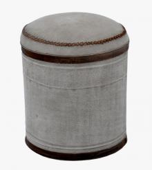 Upholstered Canvas & Leather Stool