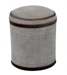 Upholstered Canvas & Leather Stool