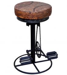 Round Iron & Leather Stool