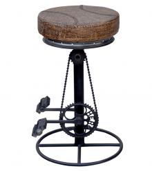 Round Iron & Leather Stool