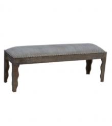 SOLID WOOD & CLOTH UPHOLSTERED BENCH