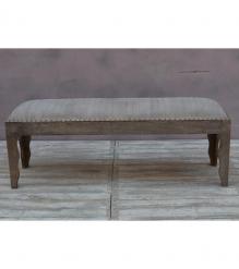 SOLID WOOD & CLOTH UPHOLSTERED BENCH