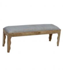 SOLID WOOD & CLOTH UPHOLSTERED BENCH
