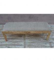 SOLID WOOD & CLOTH UPHOLSTERED BENCH