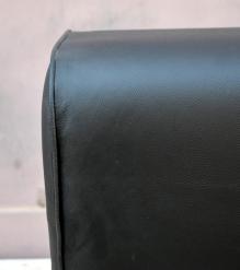 LEATHER & WOOD UPHOLSTERED STOOL