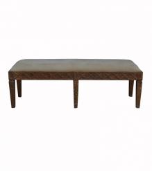 SOLID WOOD & UPHOLSTERED CLOTH BENCH