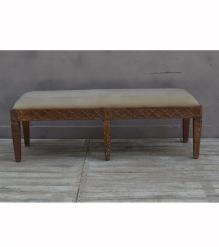 SOLID WOOD & UPHOLSTERED CLOTH BENCH