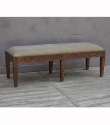 SOLID WOOD & UPHOLSTERED CLOTH BENCH