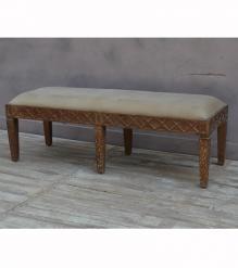 SOLID WOOD & UPHOLSTERED CLOTH BENCH