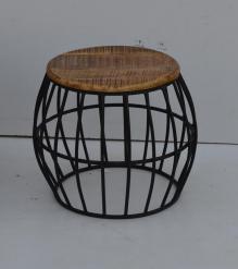 SET OF 2 SOLID WOOD & IRON TABLES