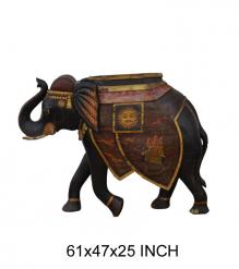 HAND CARVED & PAINTED SOLID WOOD ELEPHANT