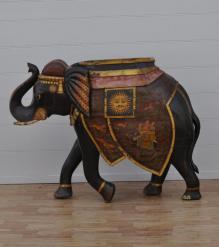 HAND CARVED & PAINTED SOLID WOOD ELEPHANT