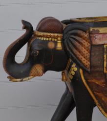 HAND CARVED & PAINTED SOLID WOOD ELEPHANT