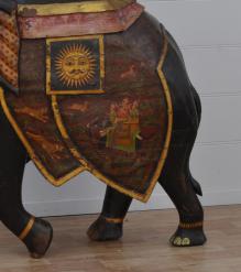 HAND CARVED & PAINTED SOLID WOOD ELEPHANT