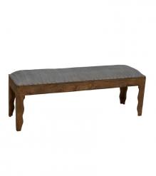 SOLID WOOD & CLOTH UPHOLSTERED BENCH