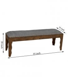 SOLID WOOD & CLOTH UPHOLSTERED BENCH