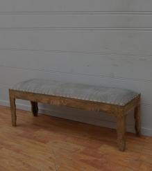 SOLID WOOD & CLOTH UPHOLSTERED BENCH