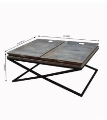 SOLID WOOD TRAY COFFEE TABLE & IRON