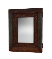 HAND CARVED RECLAIMED WOOD W/ MIRROR