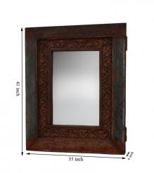 HAND CARVED RECLAIMED WOOD W/ MIRROR