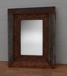 HAND CARVED RECLAIMED WOOD W/ MIRROR