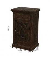 SOLID WOOD & GLASS NIGHTSTAND END TABLE