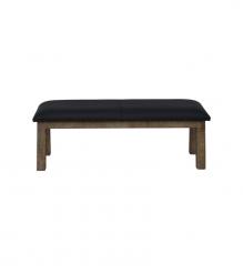 SOLID WOOD & LEATHER BENCH